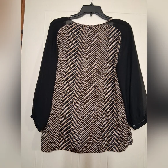 Black and Tan Chevron Women's Top - Picture 8 of 9